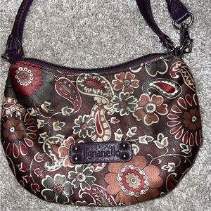 Tignanello Floral Shoulder Bag in Purple and Brown